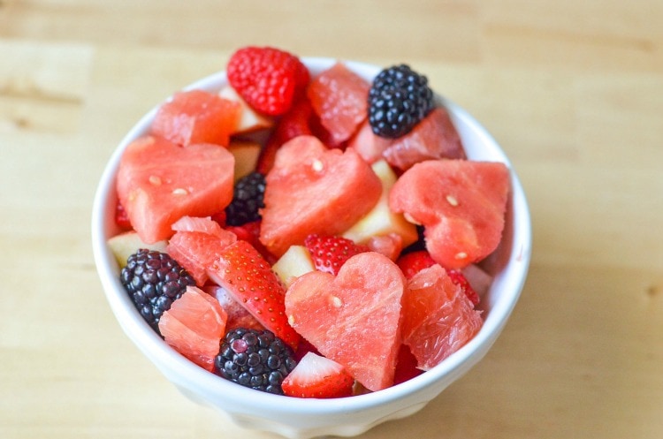 Heart Shaped Fruit Salad.