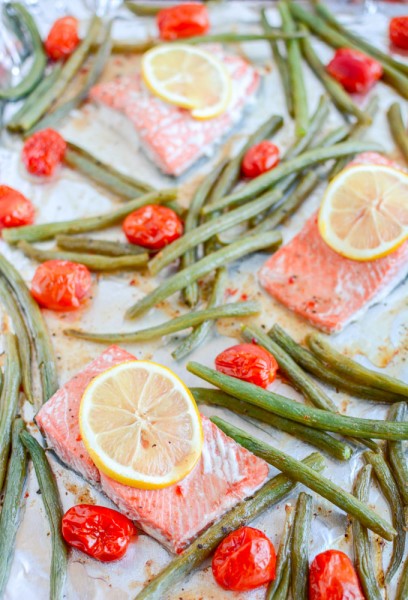 ITALIAN SALMON AND GREEN BEANS.