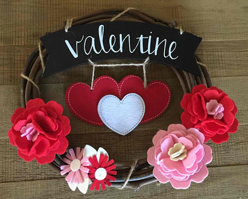 Love Blooms Valentine Wreath.