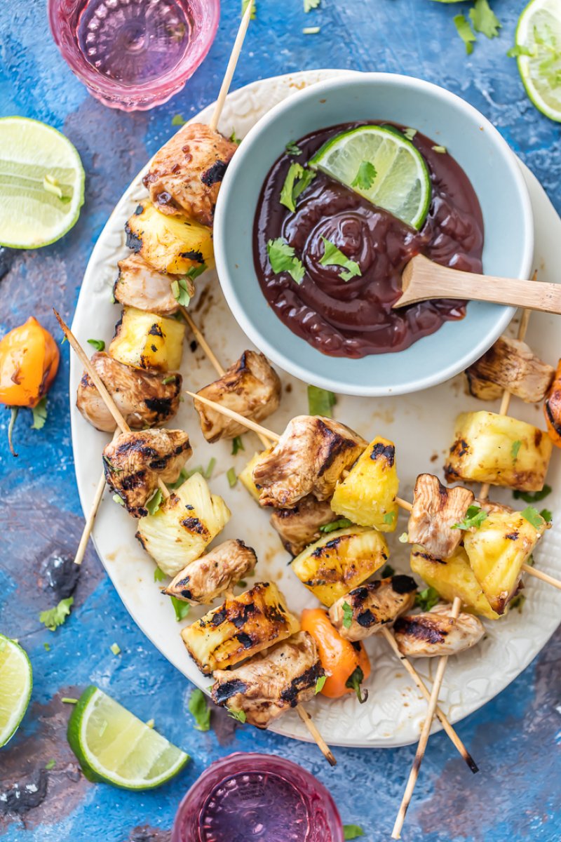 Pineapple Habanero BBQ Chicken Kebabs by The Cookie Rookie