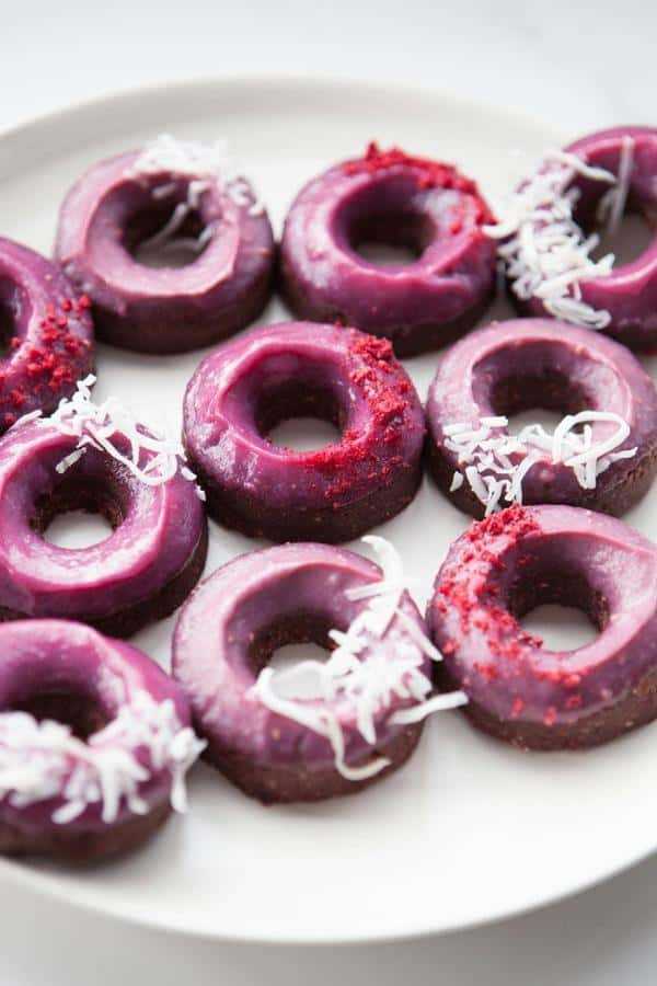 Raw Red Velvet Doughnuts.