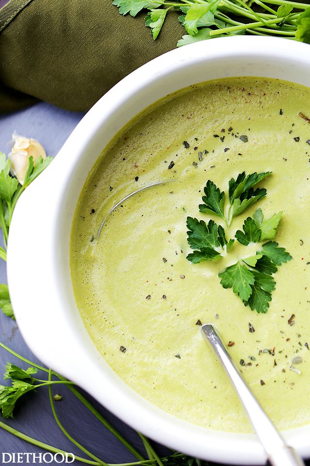 Roasted Garlic and Asparagus Soup.