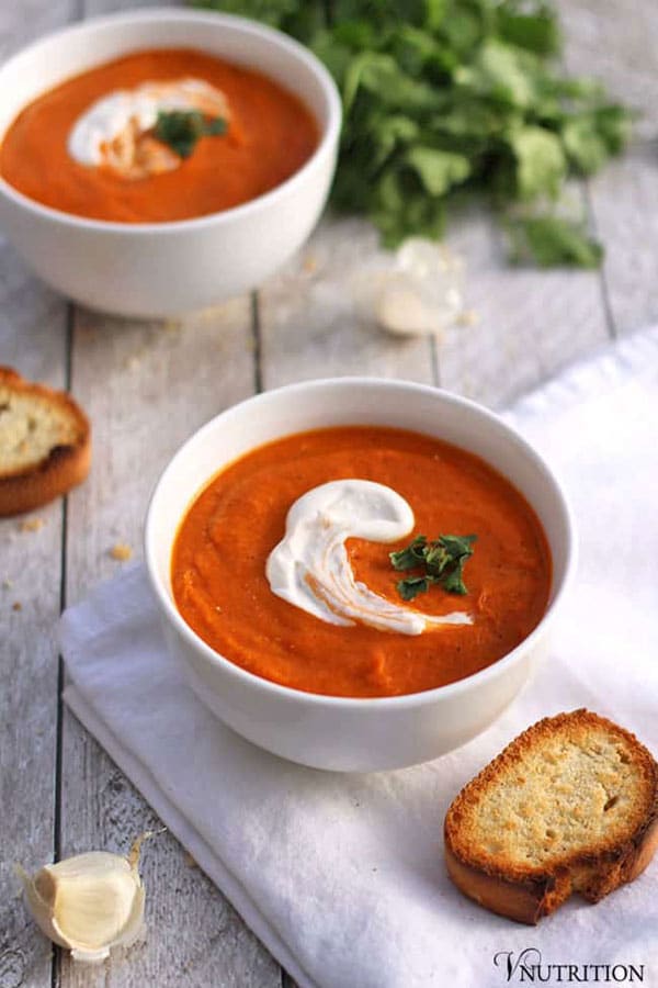 Roasted Tomato Chickpea Soup from V. Nutrition