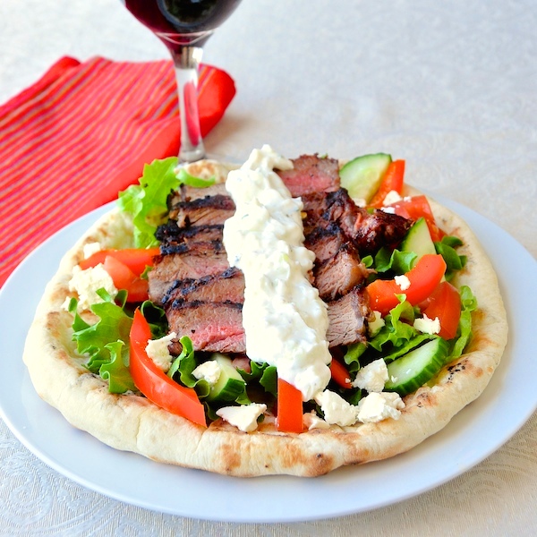 Souvlaki Steak with Lemon Chive Tzatziki by Rock Recipes