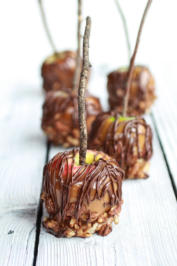 Sweet & Salty Bourbon Cinnamon Pecan Caramel Apples.