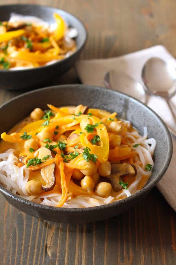 Thai Red Curry Coconut Soup with Rice Noodles