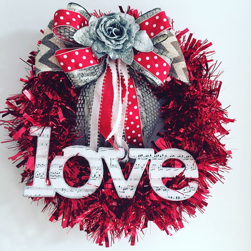 Valentine Wreath With Music Note Paper.