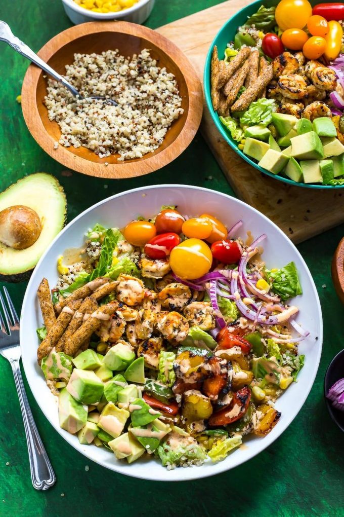 fiesta grilled shrimp and quinoa salad from the girl on bloor