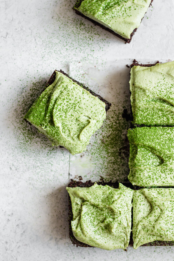 Almond Flour Brownies With Matcha Mint Frosting.