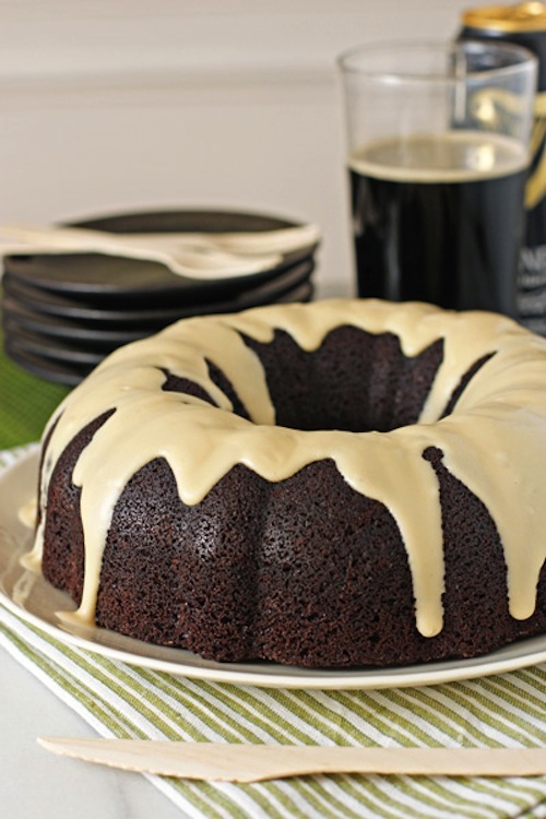 Chocolate Stout Cake with Cream Cheese Glaze