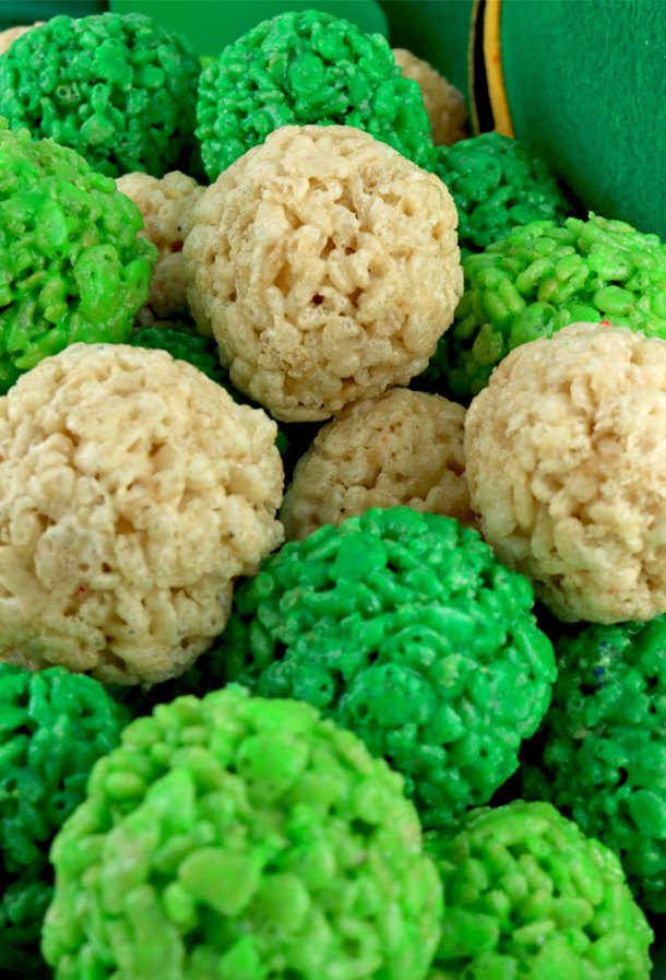 GREEN RICE KRISPIE BALL TREATS