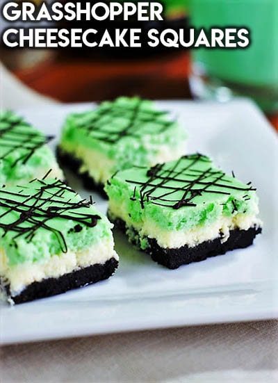 Grasshopper Cheesecake Squares.