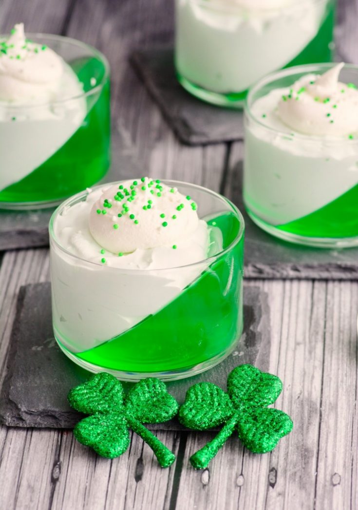 Green and White Jell-o Parfaits