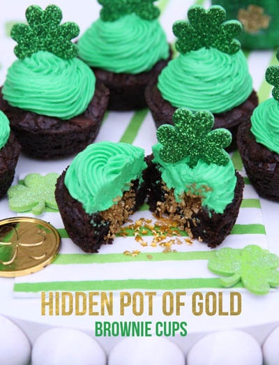 Hidden Pot Of Gold Brownie Cups.