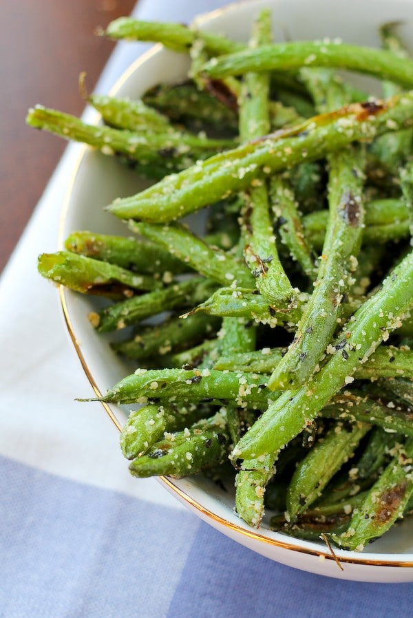 ROASTED GREEN BEANS WITH PARMESAN AND BAIL